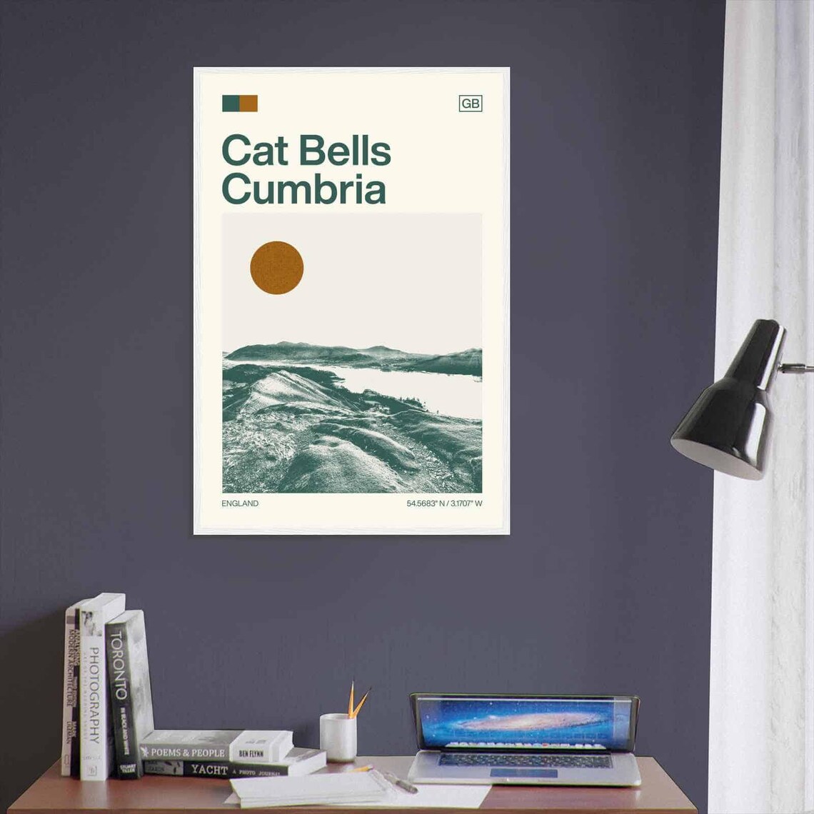Cat Bells Cumbria Fell Summit Lake District View Minimalist Travel Poster - Image 3