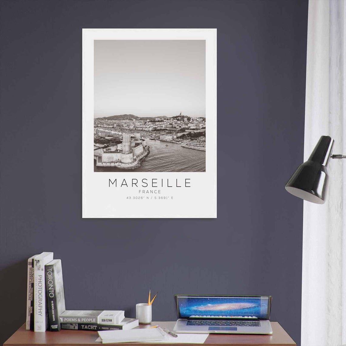 Marseille France Travel Photo Poster Bw Marseille Travel Print Minimalist Travel Poster Print - Image 3