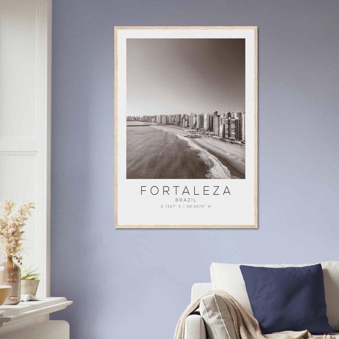Fortaleza Brazil Beach Skyline Aerial Black and White Travel Poster - Image 2