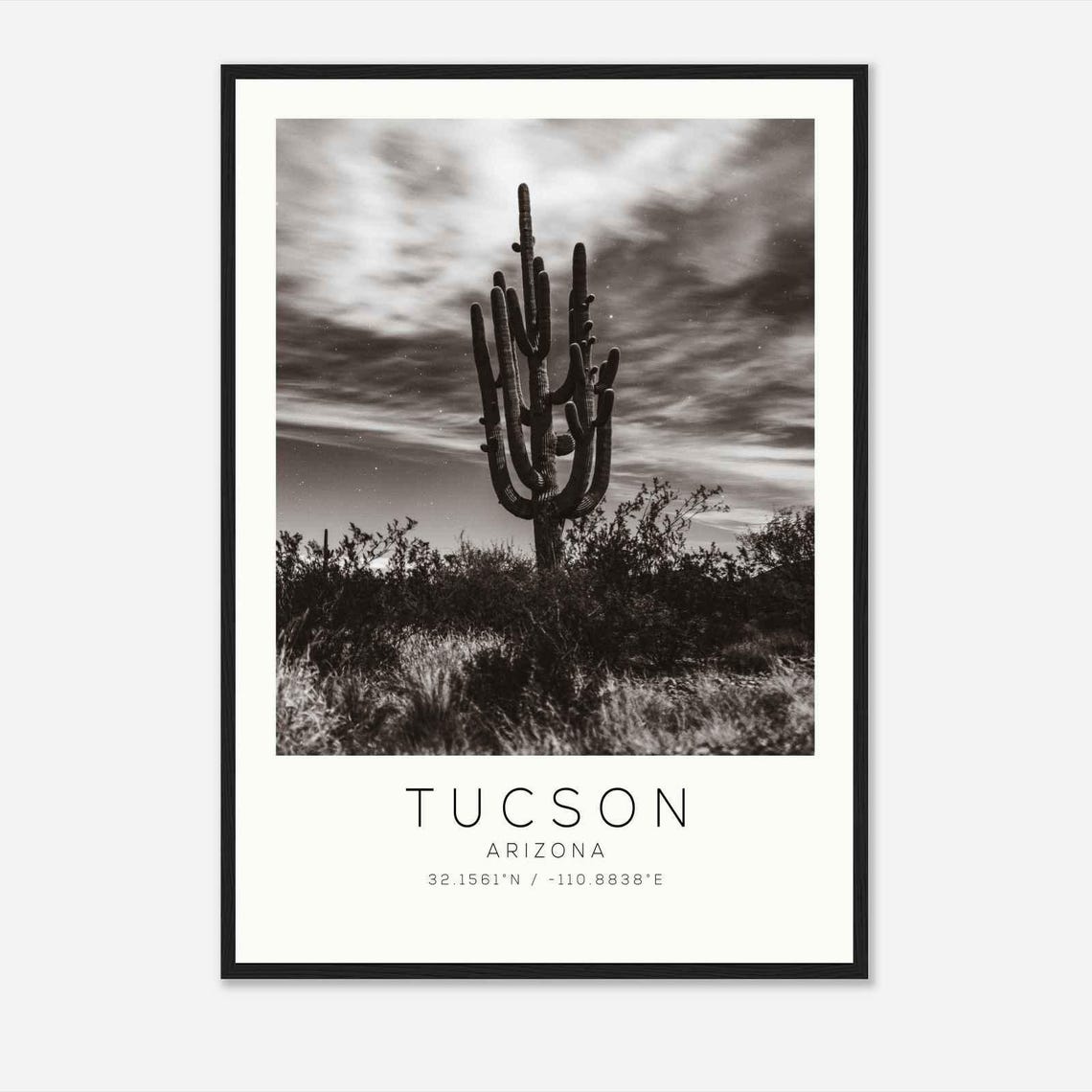 Tucson Arizona Saguaro Cactus Night Sky Minimalist Photo Poster