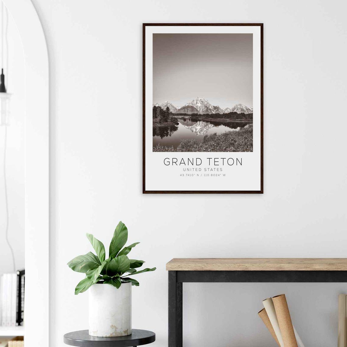 Grand Teton United States Travel Photo Poster Bw Grand Teton Travel Print Minimalist Travel Poster Print - Image 3