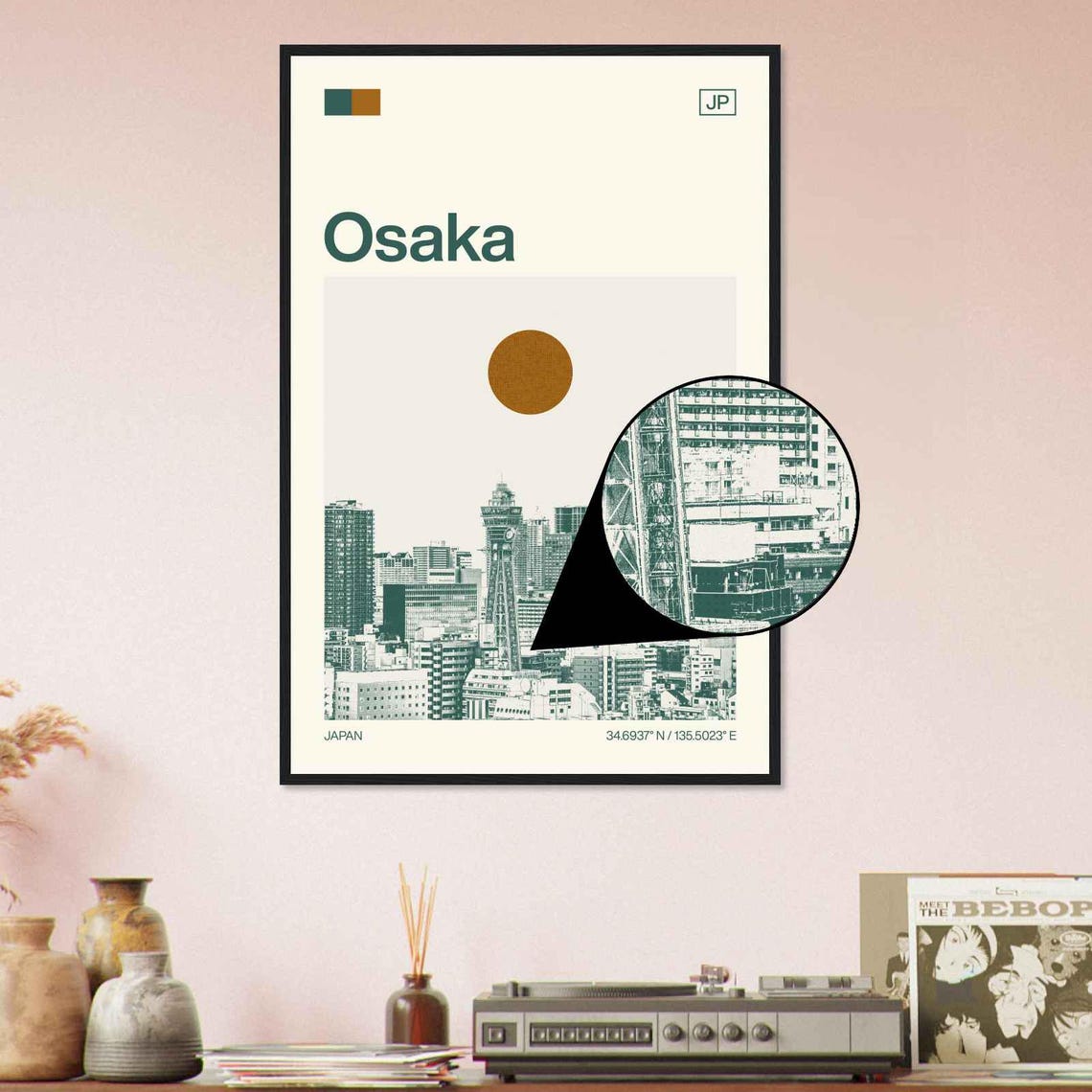 Osaka Japan Tsutenkaku Tower Skyline Minimalist Travel Poster - Image 4