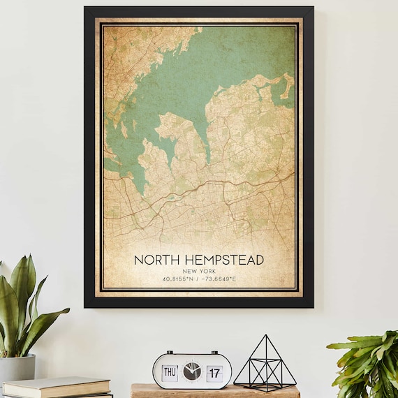 North Hempstead New York Vintage City Map Poster in Classic Style