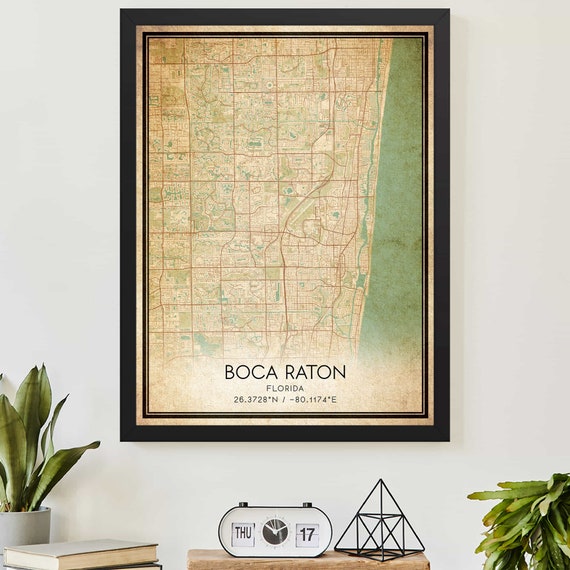 Vintage Boca Raton Florida Map Poster