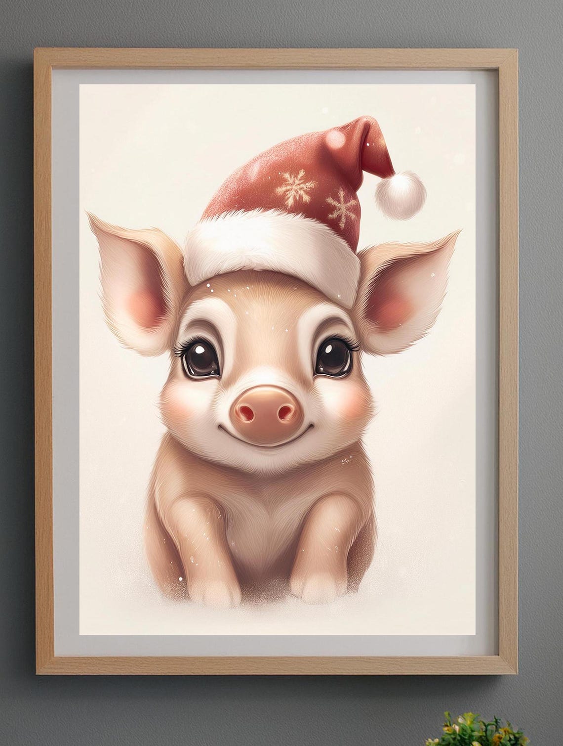 Smiling Christmas Piglet Close-Up Portrait Cute Holiday Poster - Image 2