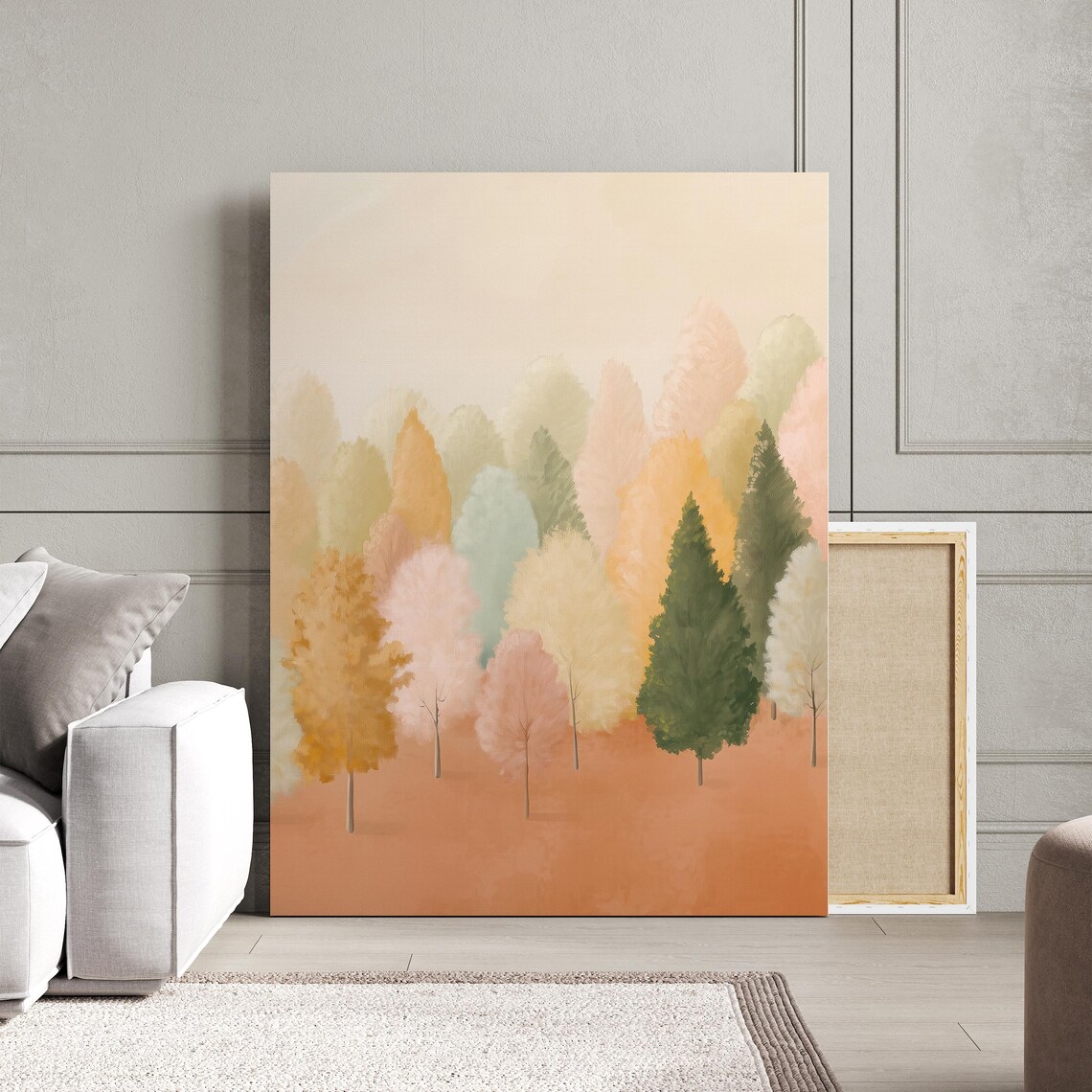 Autumn Trees Painting, Pastel Fall Forest Art Print - Image 3