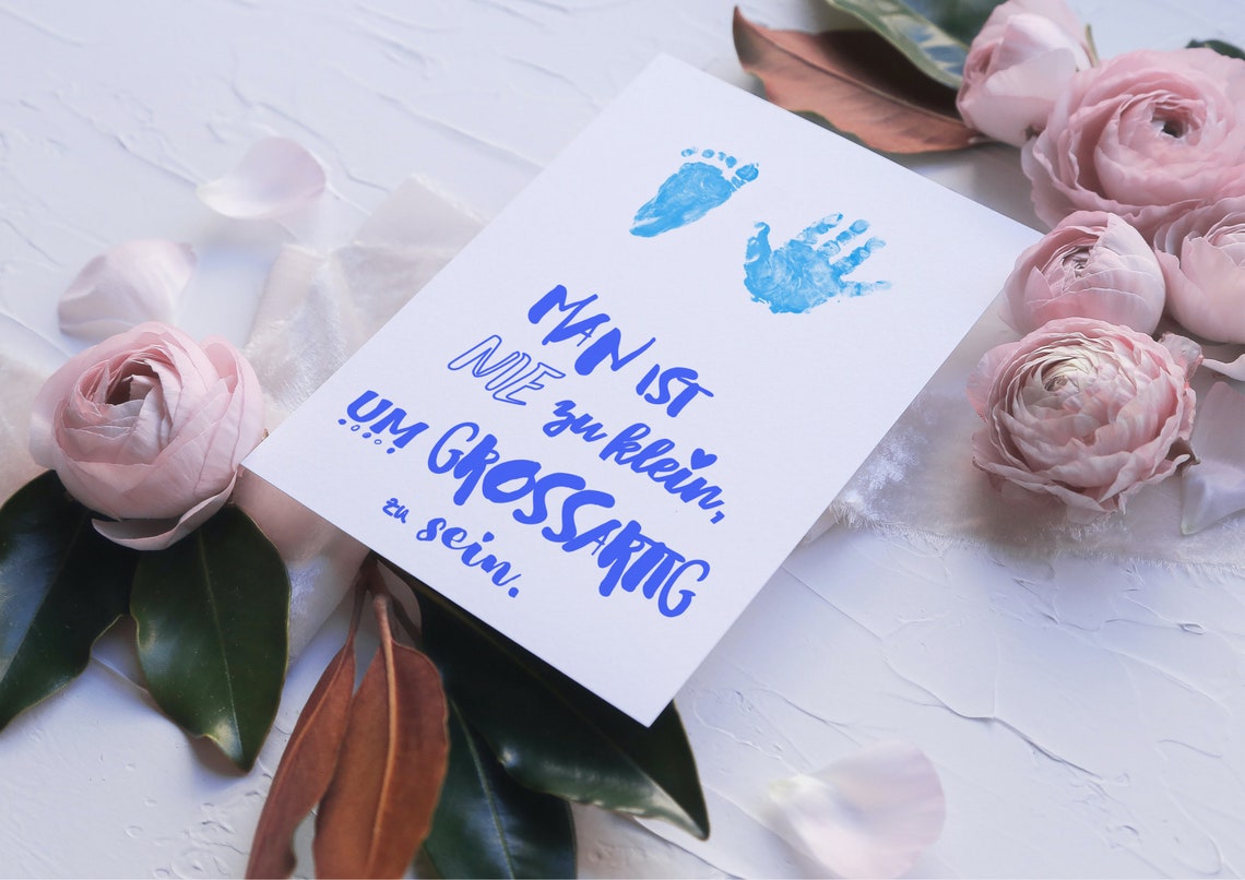 Never Too Small To Be Great Footprint Baby Nursery Quote Art Poster - Image 2