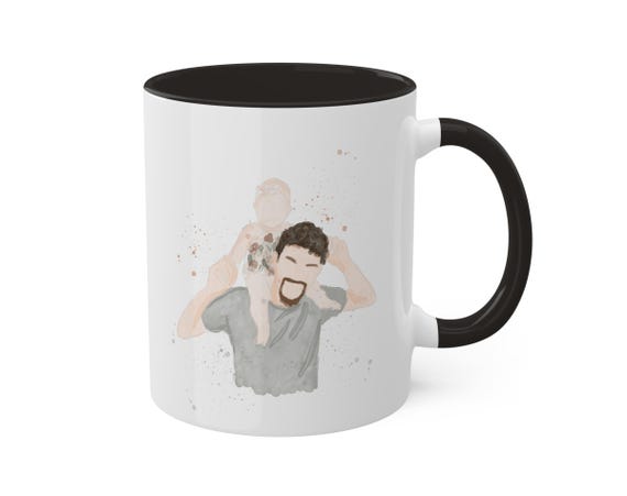 Custom Watercolor Mug From Photo Fathers Day Dad Gifts Personalized Mug With Text Personalized Cup Custom Portrait Unique Dad Gifts