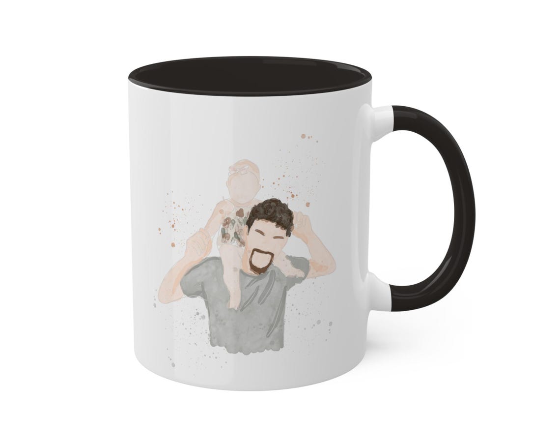Custom Watercolor Mug From Photo Fathers Day Dad Gifts Personalized Mug With Text Personalized Cup Custom Portrait Unique Dad Gifts