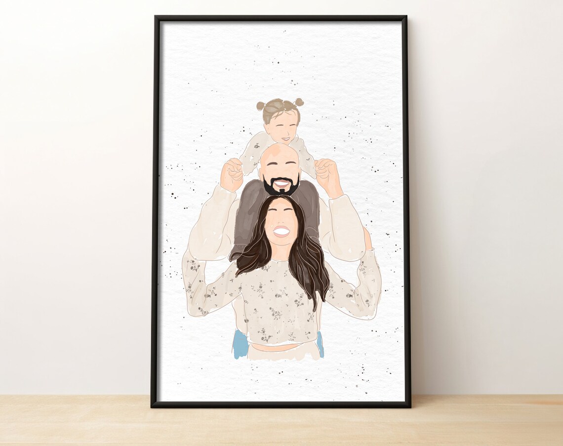 Custom Watercolor Mother Child Love You Mom Gift Portrait Poster - Image 2