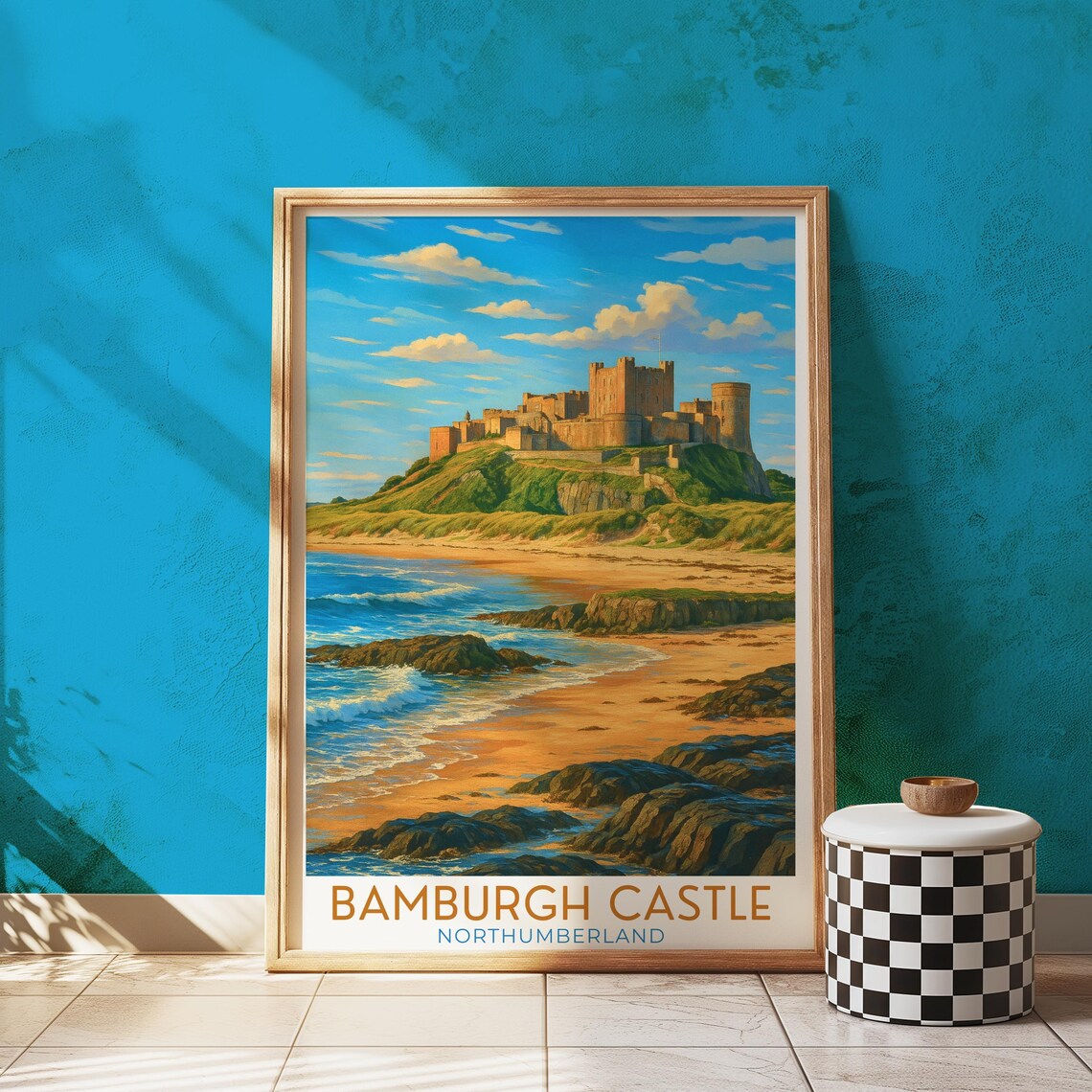 Bamburgh Castle Art Print, Northumberland Coast