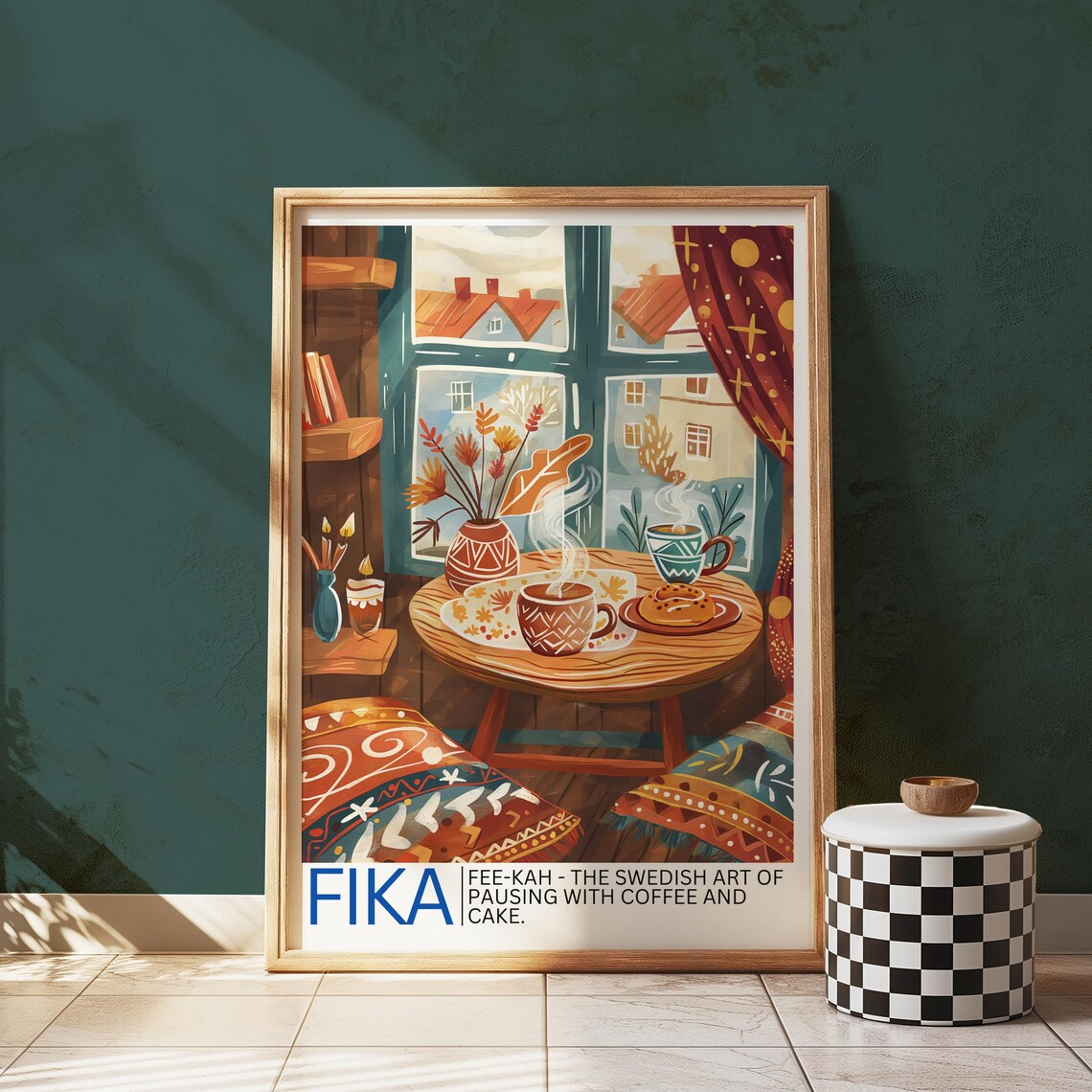 Fika Swedish Art Print, Nordic Coffee Break