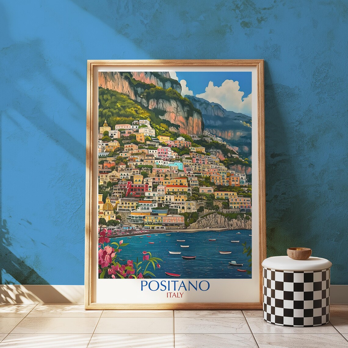 Positano Italy Print, Amalfi Coast Travel Poster