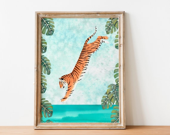 Tiger Jungle Illustration Safari Animal Art Print