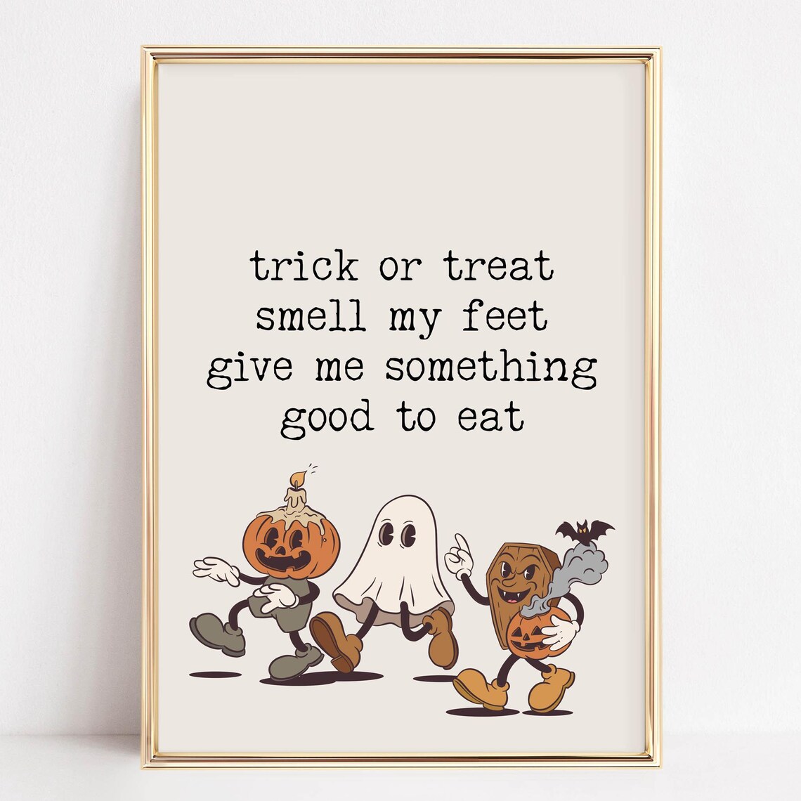 Trick Or Treat Smell My Feet Cute Retro Cartoon Halloween Poster