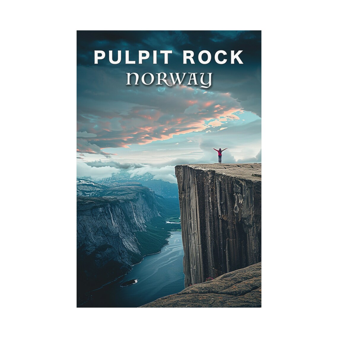 Pulpit Rock Norway Vintage Travel Poster Print