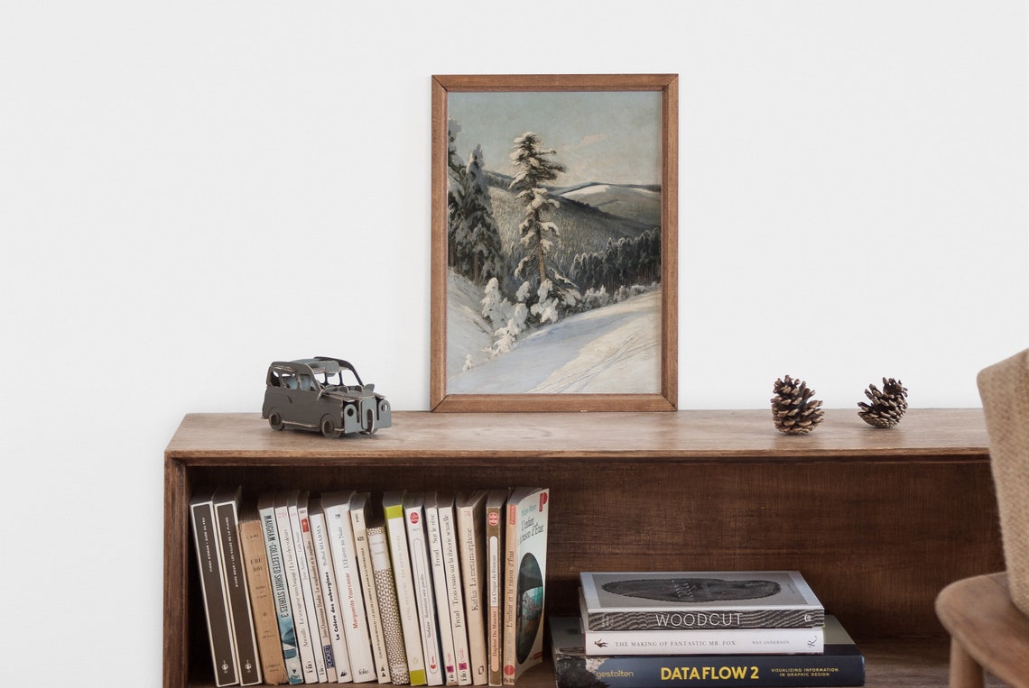 Winter Forest Landscape Painting Rustic Wall Art Print Snow Scene Farmhouse Winter Wall Decor Winter Art - Image 2