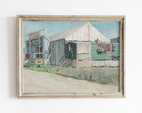 Vintage Lake House Wall Art Decor Lake Print Boat House Painting Vintage Landscape Wall Art Lake Cabin Decor Vintage Cabin Wall Art