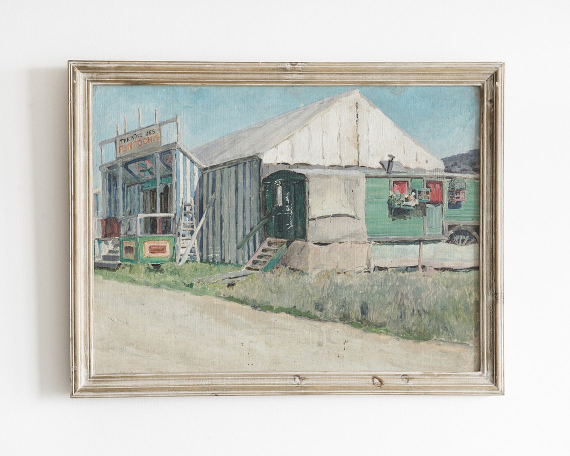 Vintage Lake House Wall Art Decor Lake Print Boat House Painting Vintage Landscape Wall Art Lake Cabin Decor Vintage Cabin Wall Art