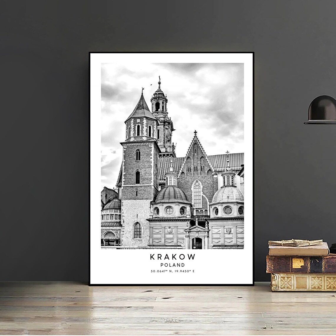 Krakow Poland Travel Poster, Landmark Coordinates Print - Image 2