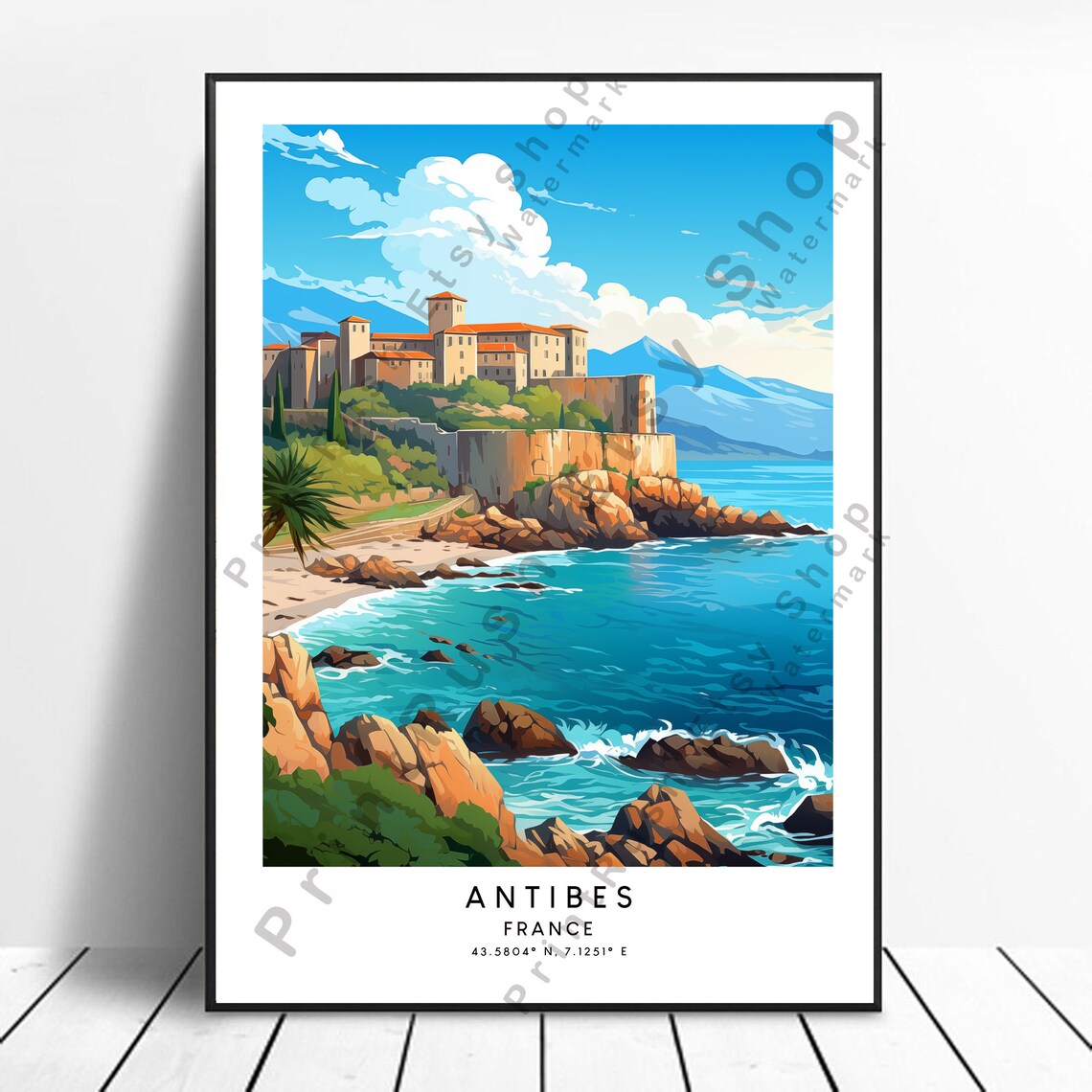 Antibes France Coastal Old Town Riviera Seascape Travel Art Poster
