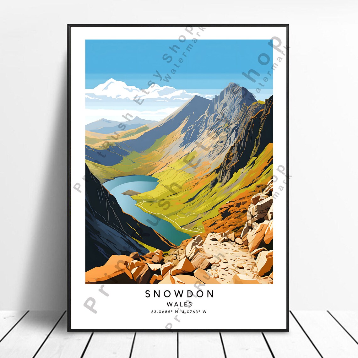 Snowdon Minimalist Travel Poster, Snowdonia