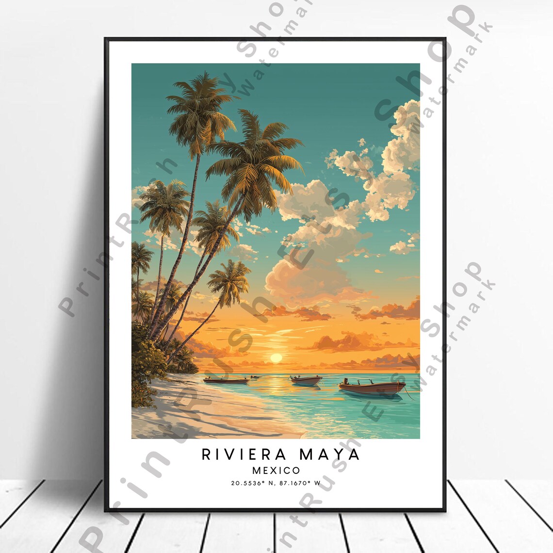 Mexico Travel Print, Riviera Maya Travel Poster