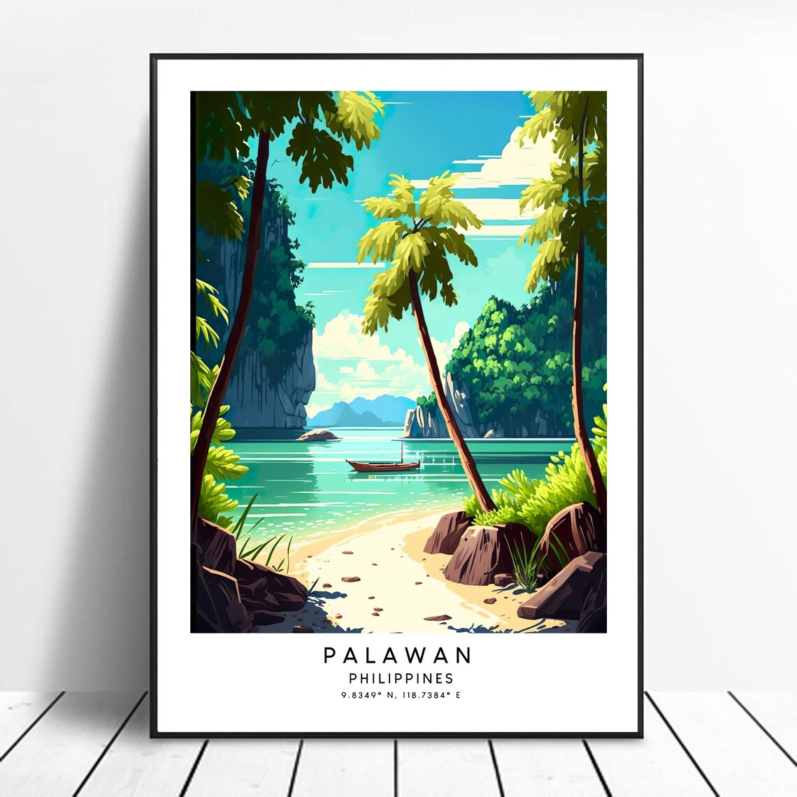 Philippines Travel Print Colourful Palawan Poster Abstract Minimalist Wall Art Gift