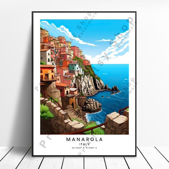 Manarola Print Colourful Poster Abstract Minimalist Italy Wall Art Gift