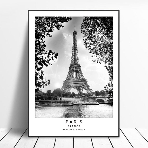 Paris Travel Print, Minimalist City Coordinates Poster