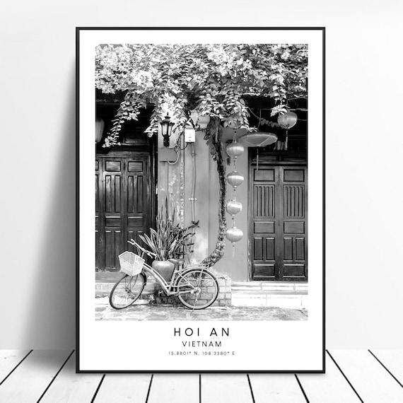 Hoi An Minimalist Travel Poster, Black And White