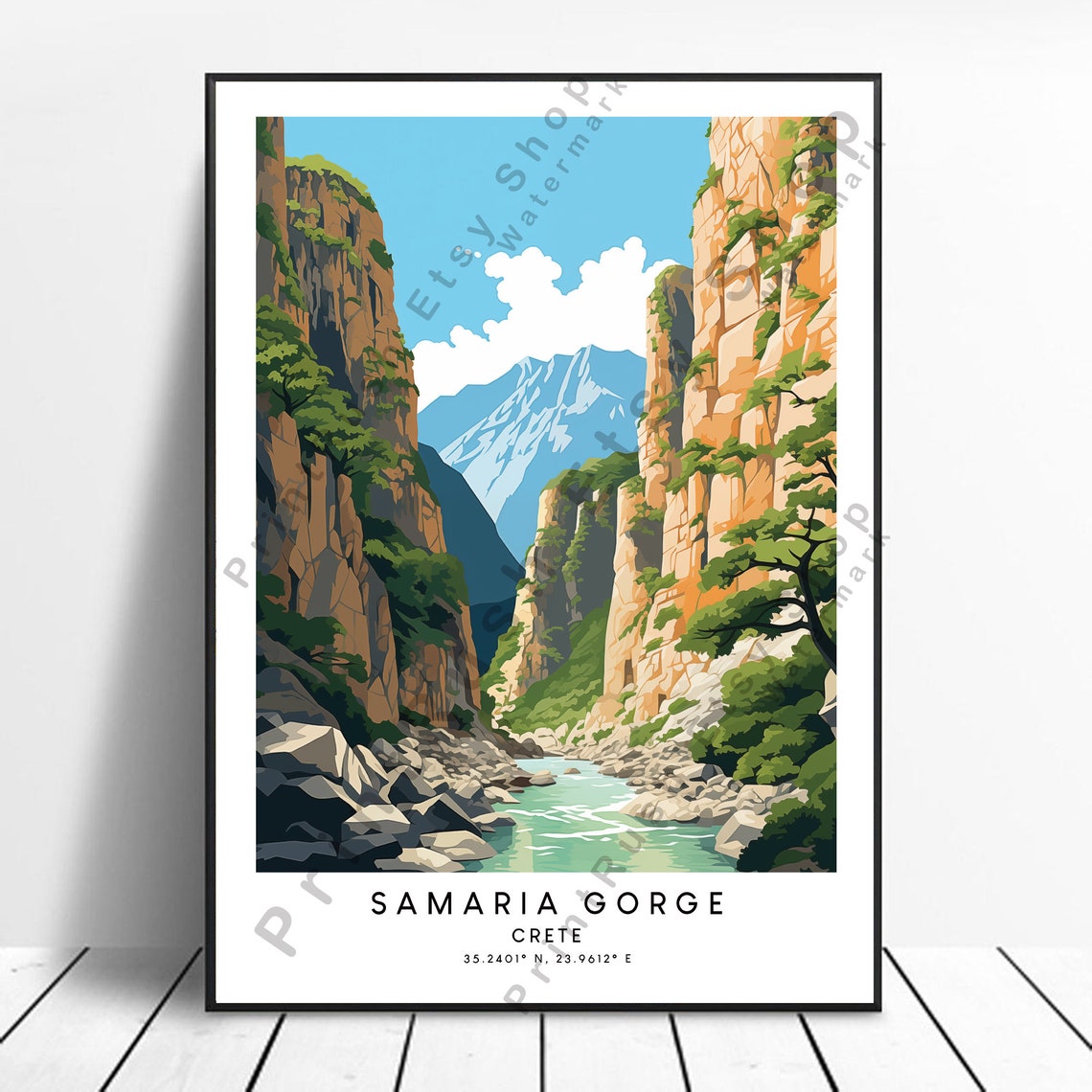 Samaria Gorge Crete Canyon River Hiking Trail Adventure Poster
