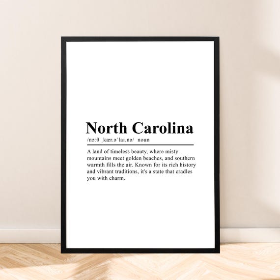 North Carolina State Print North Carolina Poster Definition Print Wall Art North Carolina Print Minimalist North Carolina Home Dcor Gift