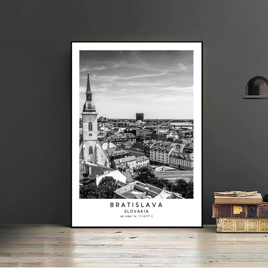 Bratislava Slovakia Minimalist Travel Poster Black And White - Image 2