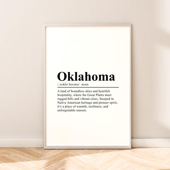 Oklahoma Minimalist Travel Poster, State Wall Art