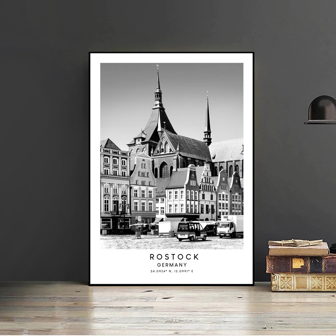 Rostock Travel Print Black And White Rostock Poster Rostock Germany Print Rostock Wall Art Minimalist Rostock Wall Poster Rostock Gift Art - Image 2