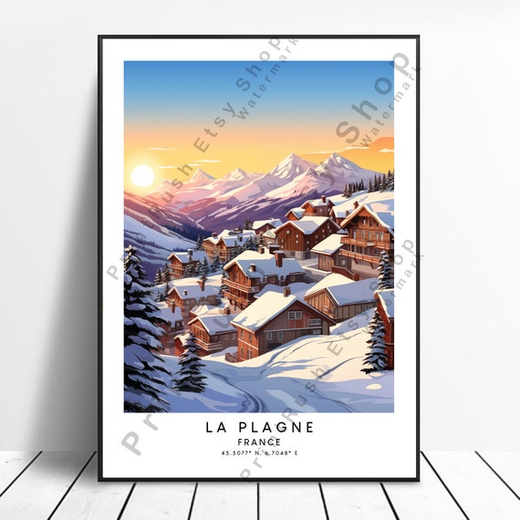 La Plagne Travel Print Colourful Poster France Minimalist Wall Art Gift