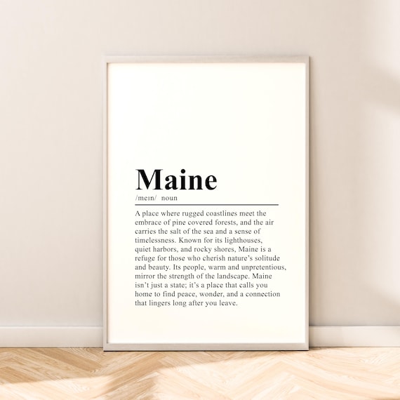 Maine Minimalist Travel Poster, Wall Art Print