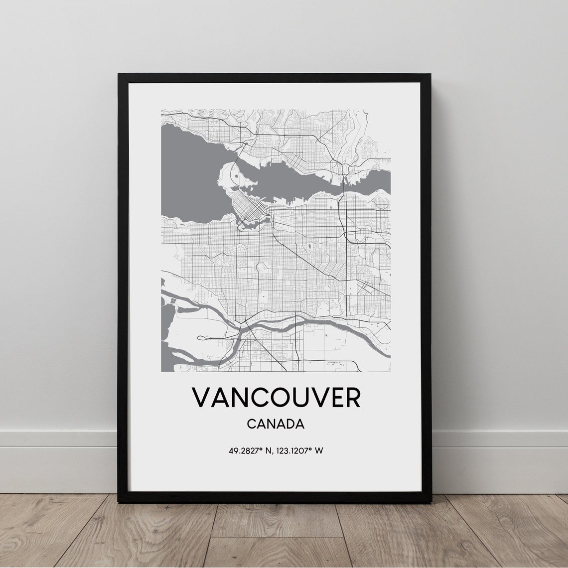Vancouver Canada Minimalist City Street Map Coordinates Poster