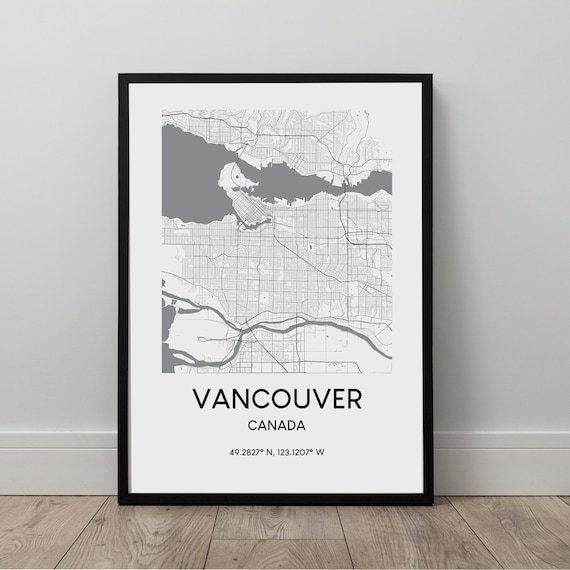Vancouver Map Print City Wall Art Travel Canada Dcor Gift