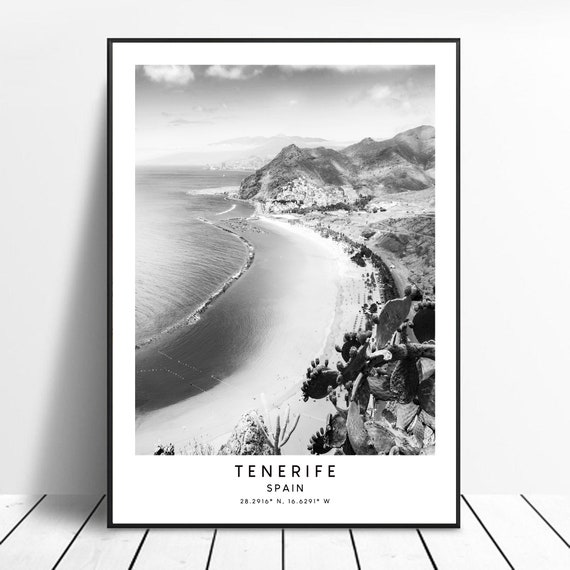 Tenerife Black And White Travel Poster, Canary Islands