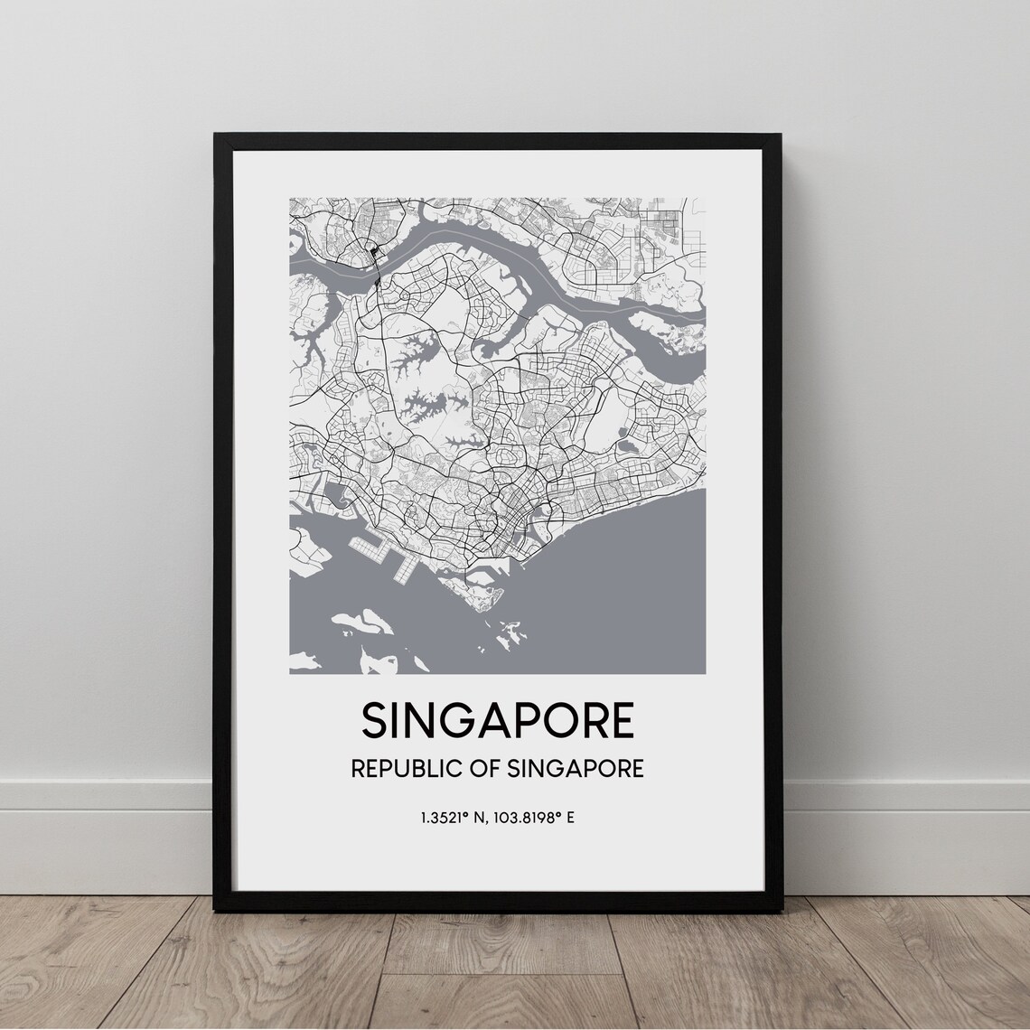 Singapore Republic of Singapore Minimalist Street Map Wall Art