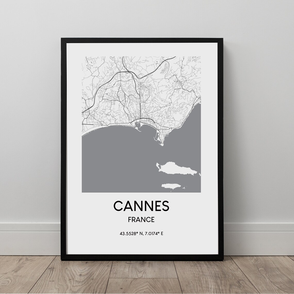 Cannes Map Print Poster City Travel Wall Art Minimalist Dcor Gift