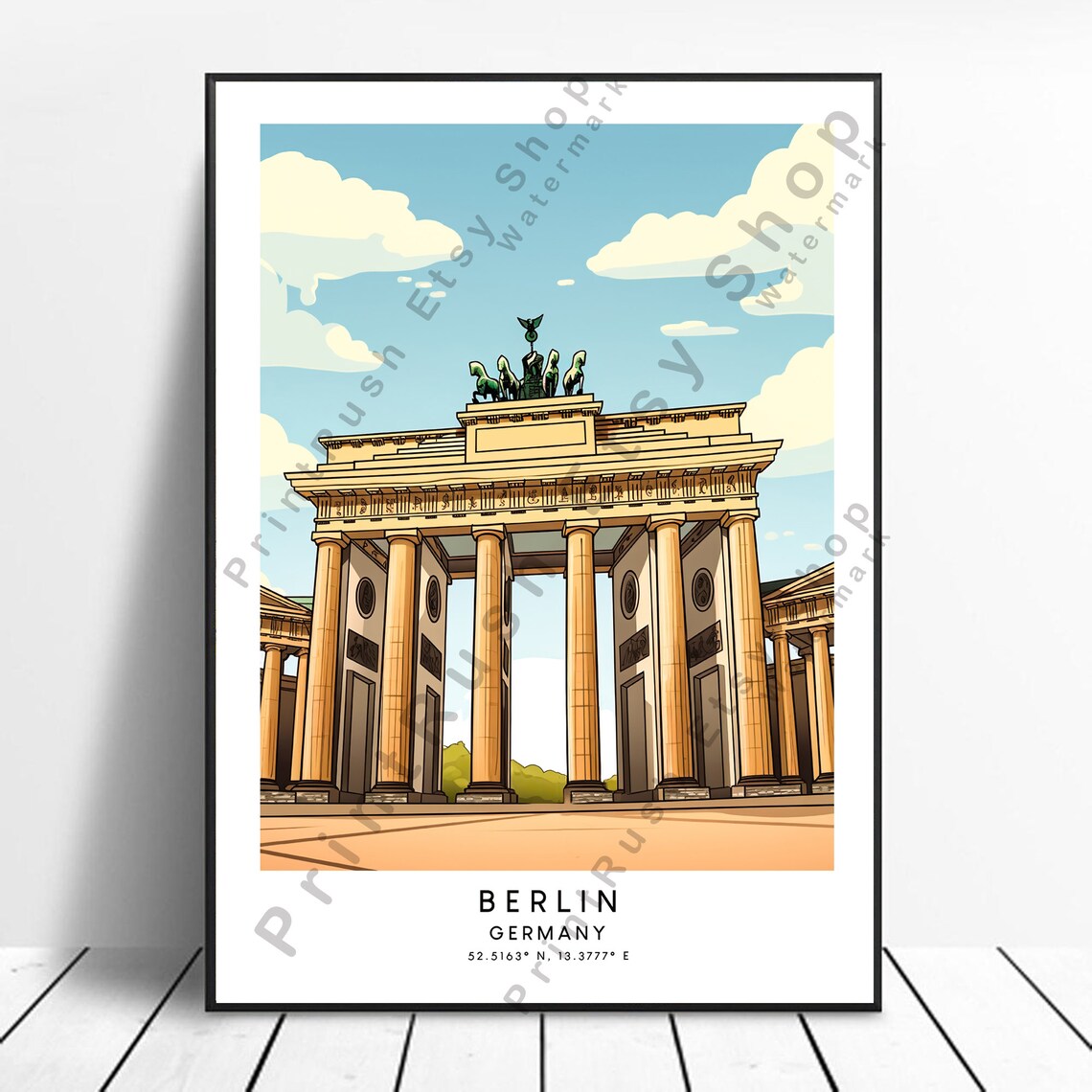Berlin Travel Print Colourful Poster Abstract Minimalist Wall Art Gift