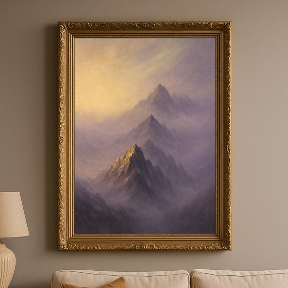 Echo Range Foggy Nordic Ridge Art Majestic Mountain Landscape Wall Decor In Golden Hour Light