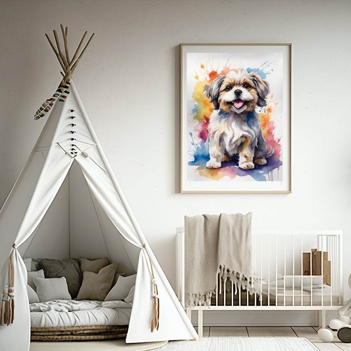 Shih Tzu Watercolor Print Pet Portrait Painting Pet Watercolour Picture Pet Watercolour Portrait Pet Print Wall Art Print Animals - Image 2