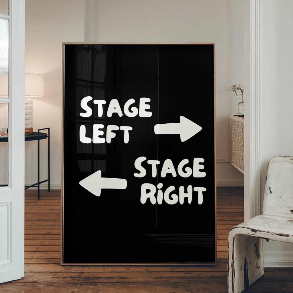 Stage Left Stage Right Arrow Theatre Direction Signs Black Poster Art