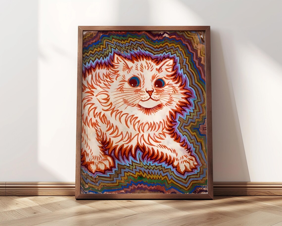 Louis Wain Kaleidoscope Cat Psychedelic Fluffy Feline Vintage Poster