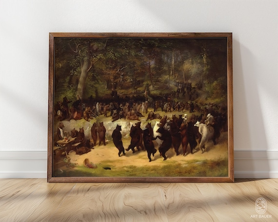 William Beard Bear Dance, 1850 Folk Art Poster