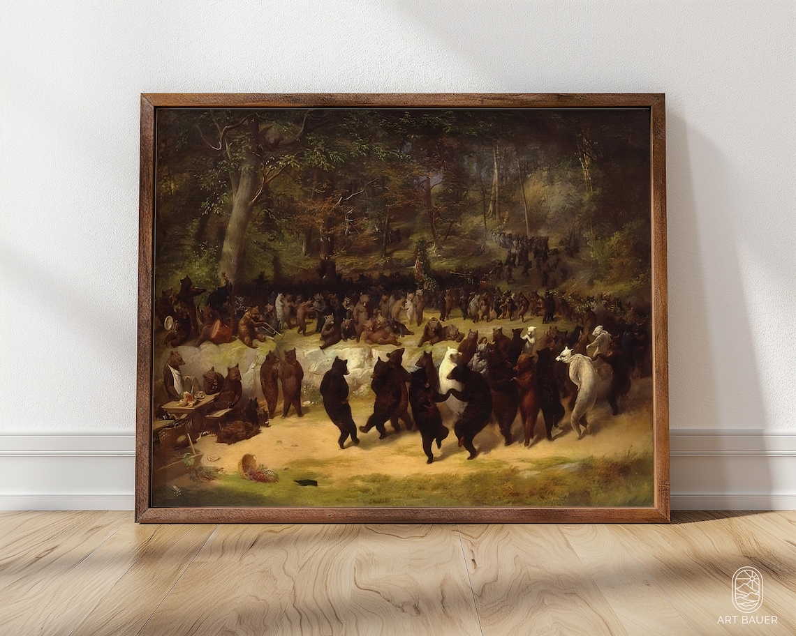 William Beard Bear Dance, 1850 Folk Art Poster